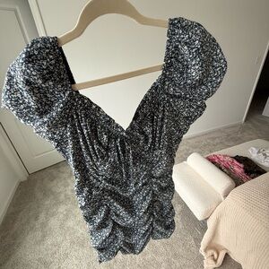 Lulu's Navy and White Floral Blouse